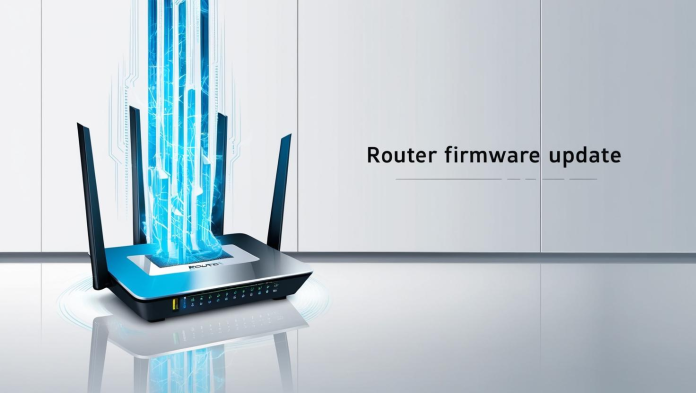 Router firmware update for enhanced network security.